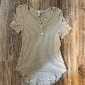 A New Day Button front ribbed tee